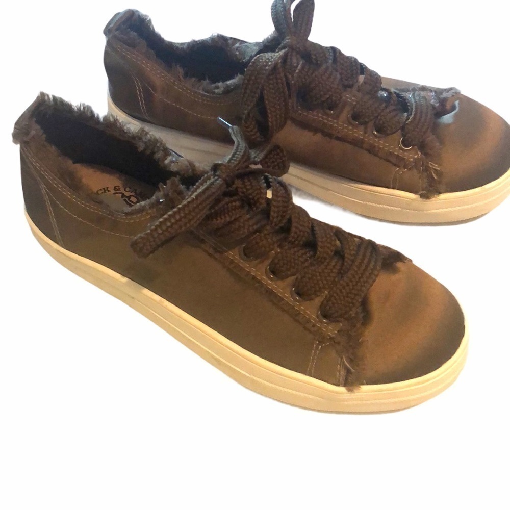 Rock and candy silky sneakers, khaki, sz 7